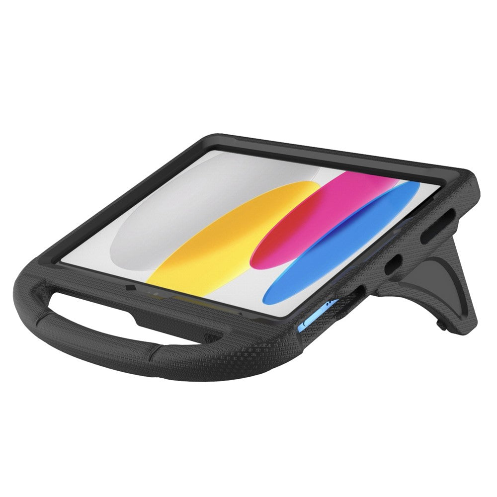 iPad (2025) / 10.9 (2022) Soccer Pattern EVA Tablet Case Kid Friendly Kickstand Handle Protective Cover