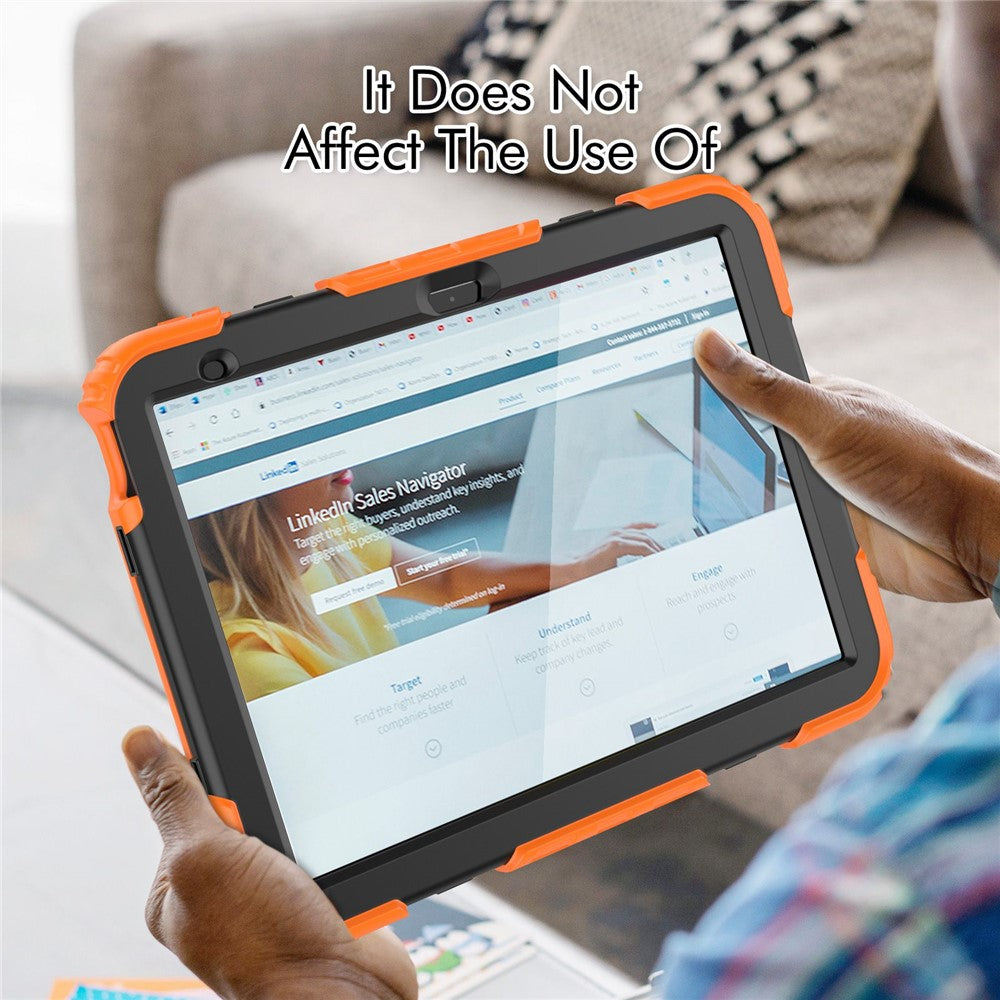 iPad (2025)/10.9 (2022) Tablet Case Hand Strap Kickstand Silicone + PC Cover with Shoulder Strap