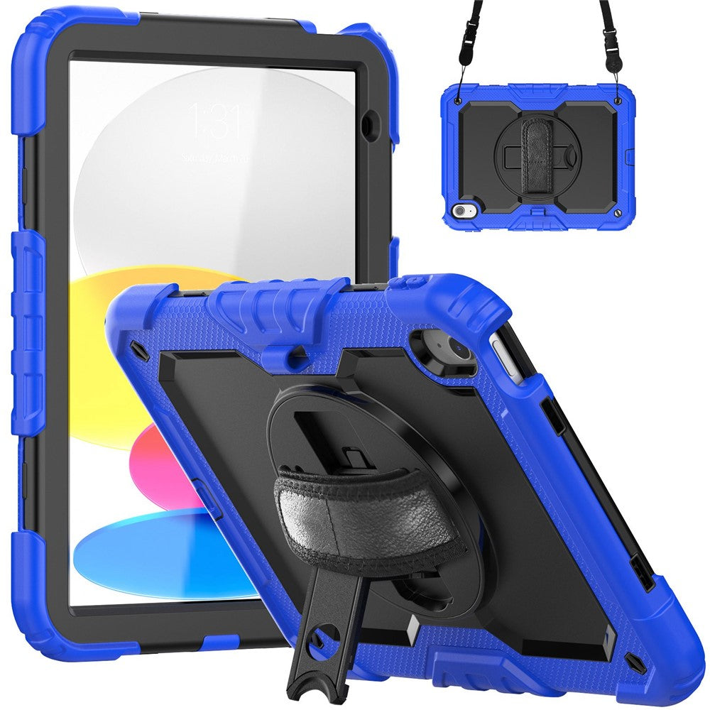 iPad (2025)/10.9 (2022) Tablet Case Hand Strap Kickstand Silicone + PC Cover with Shoulder Strap