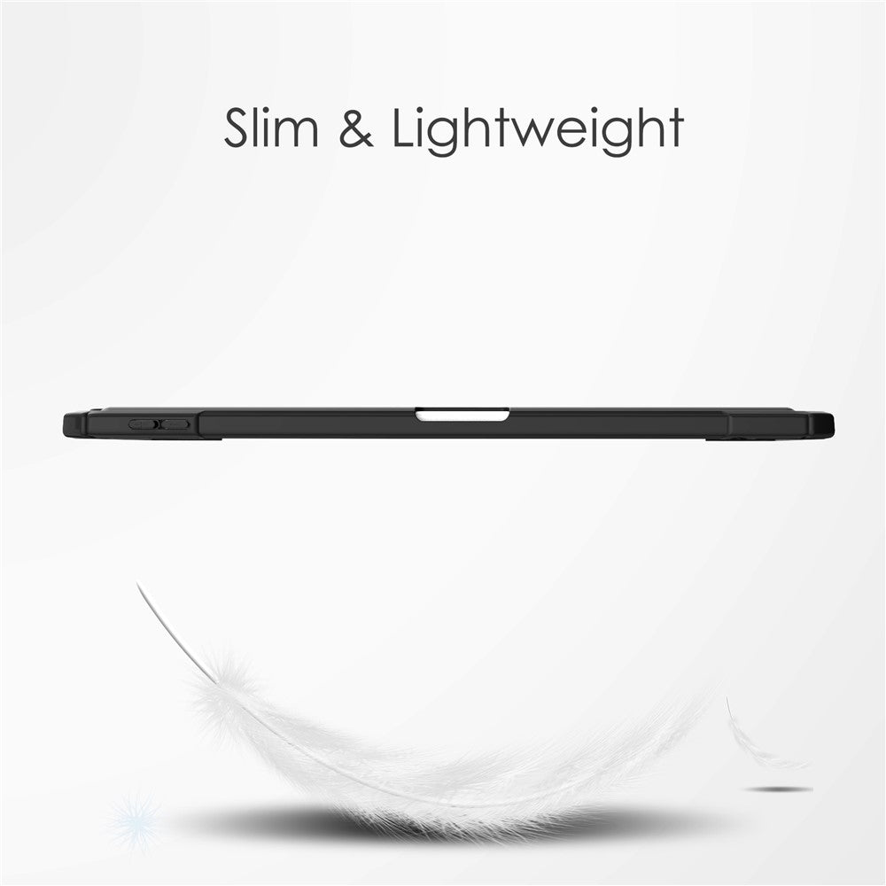 For iPad Air 11 (2025) / (2024) Clear Case PU Leather Auto Wake Sleep Protective Cover with Pen Slot