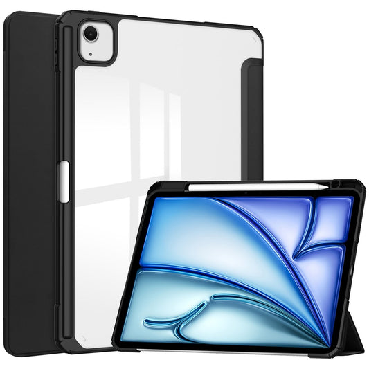 iPad Air 13 (2025) / (2024) Case PU Leather Clear Acrylic Tablet Cover Support Auto Sleep / Wake