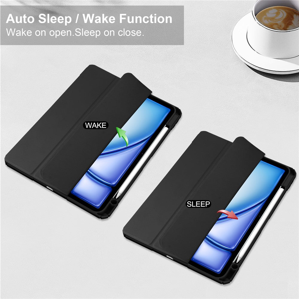 iPad Air 13 (2025) / (2024) Case PU Leather Clear Acrylic Tablet Cover Support Auto Sleep / Wake