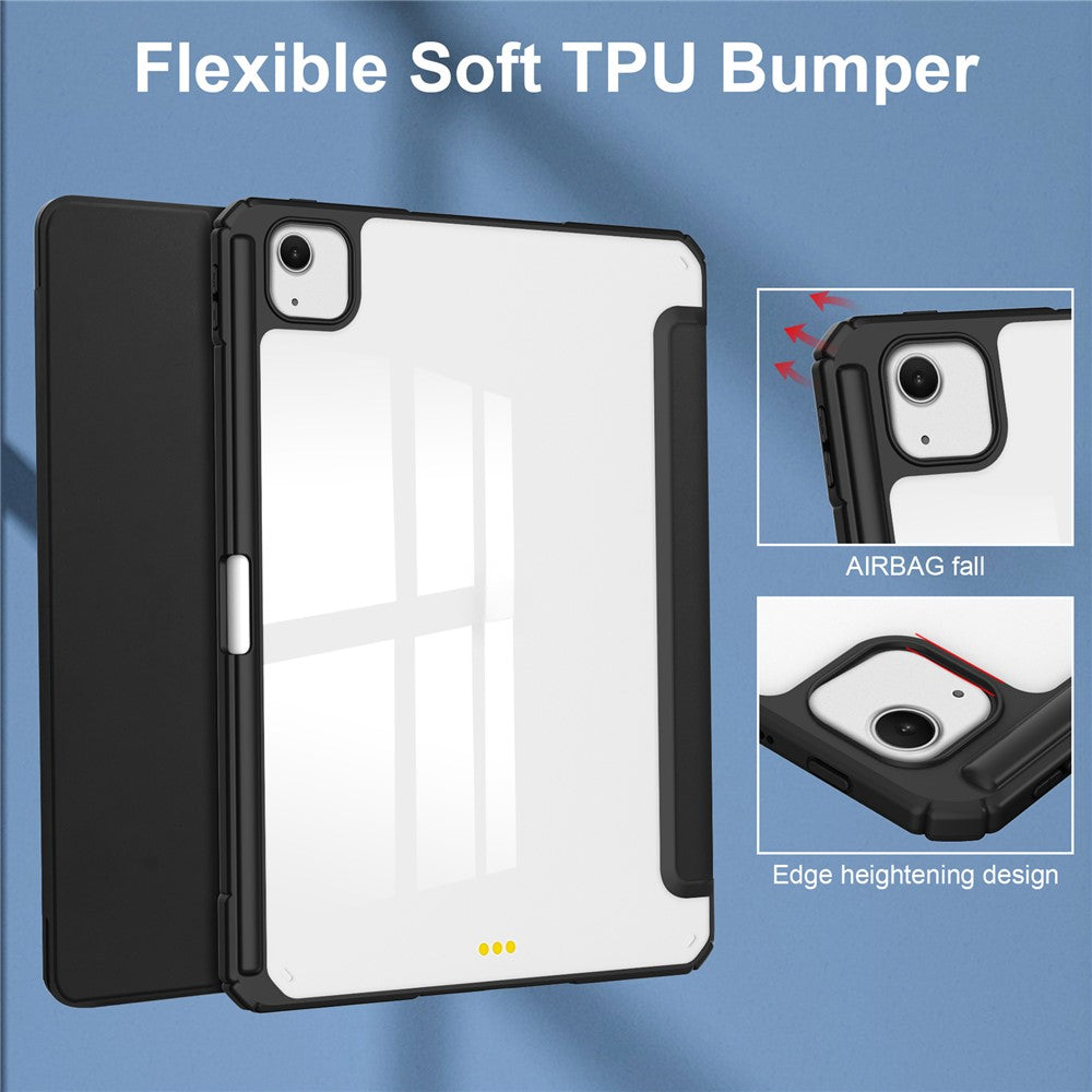 iPad Air 13 (2025) / (2024) Case PU Leather Clear Acrylic Tablet Cover Support Auto Sleep / Wake