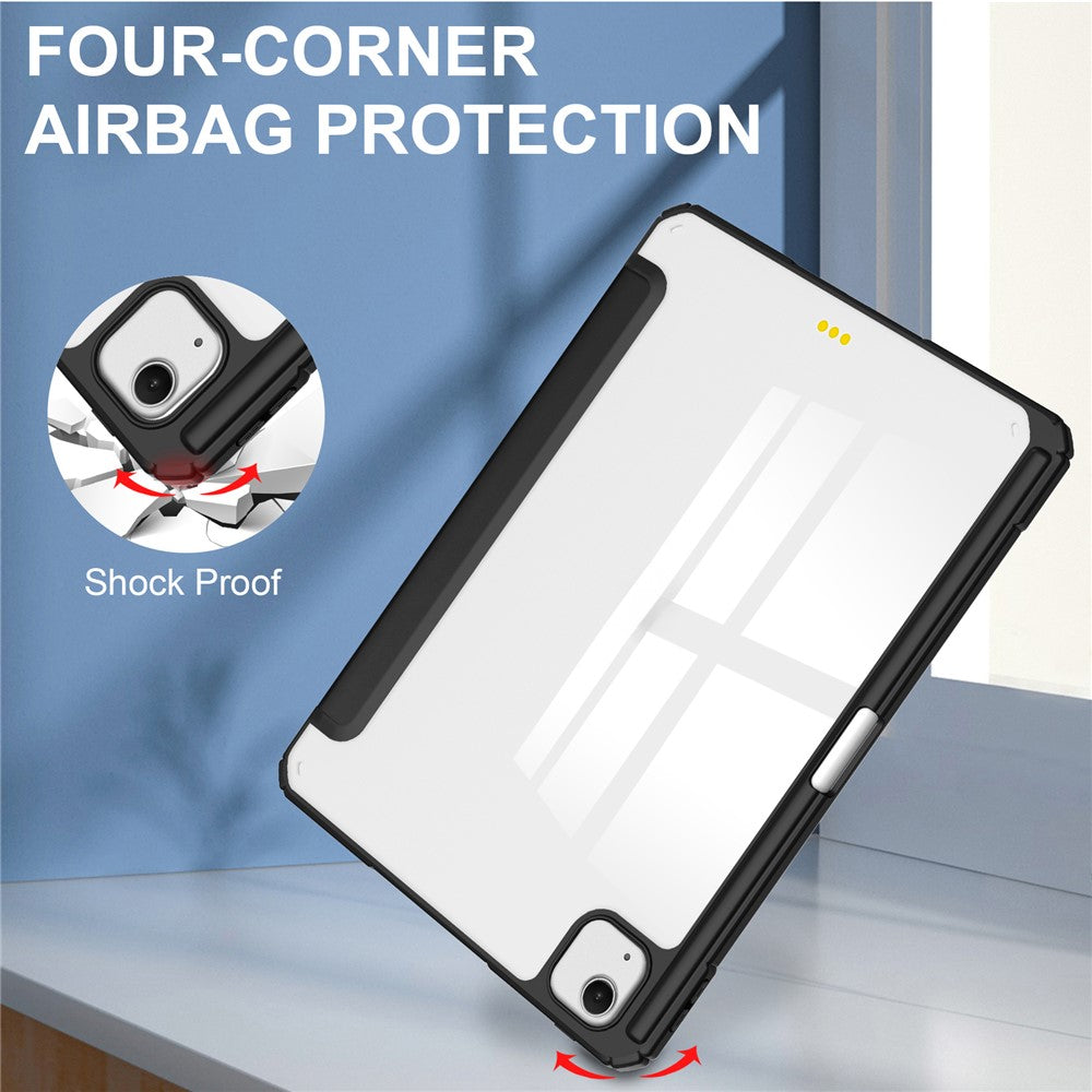 iPad Air 13 (2025) / (2024) Case PU Leather Clear Acrylic Tablet Cover Support Auto Sleep / Wake