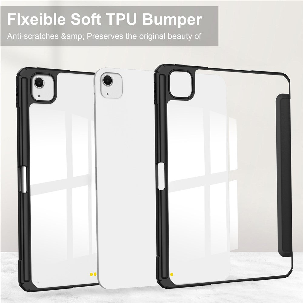 iPad Air 13 (2025) / (2024) Case PU Leather Clear Acrylic Tablet Cover Support Auto Sleep / Wake