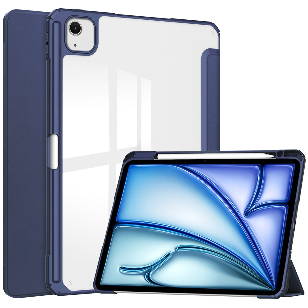 iPad Air 13 (2025) / (2024) Case PU Leather Clear Acrylic Tablet Cover Support Auto Sleep / Wake
