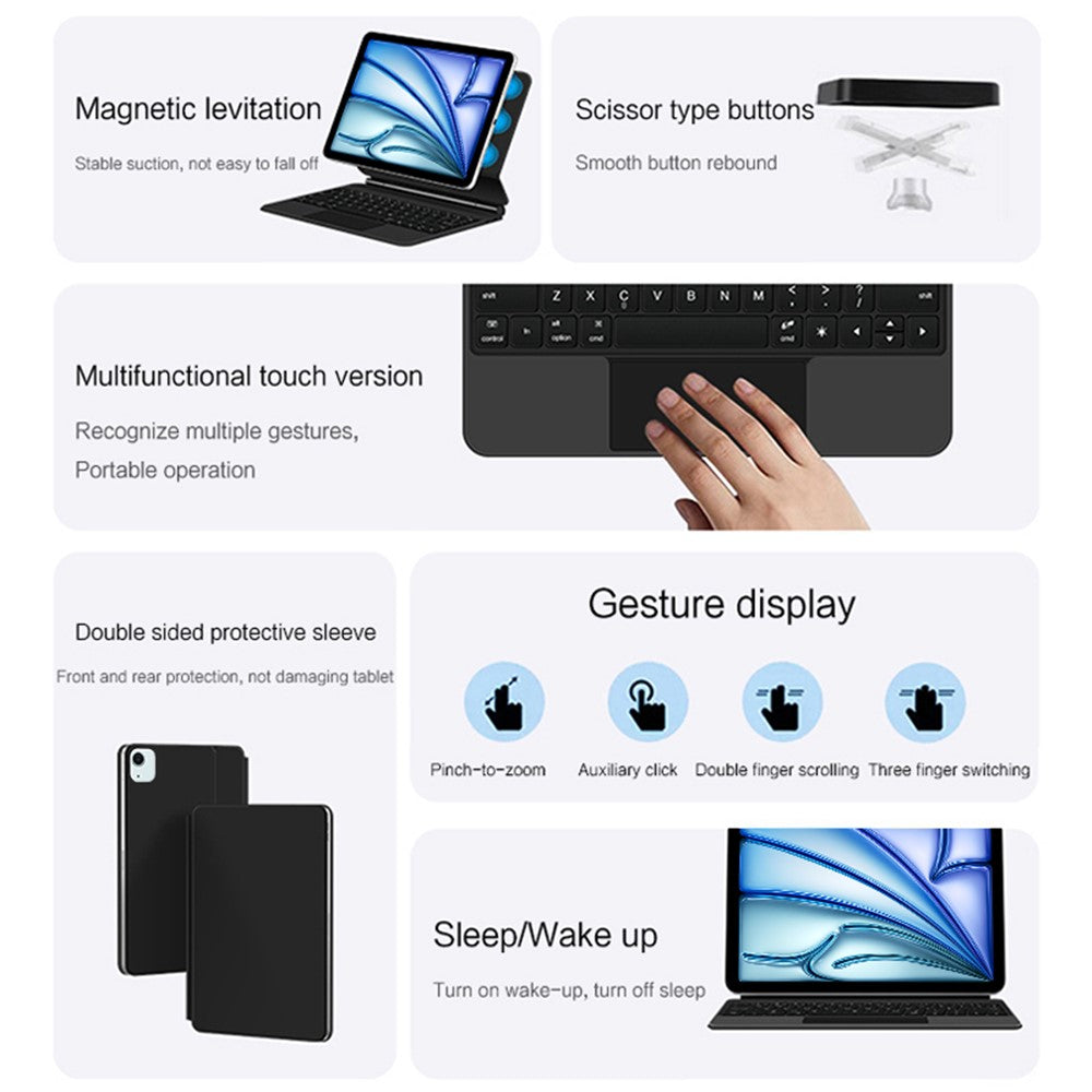iPad Air 11 (2025) / (2024) / Air (2022) / (2020) / Pro 11 (2022) / (2021) / (2020) / (2018) Bluetooth-Compatible Keyboard Leather Case