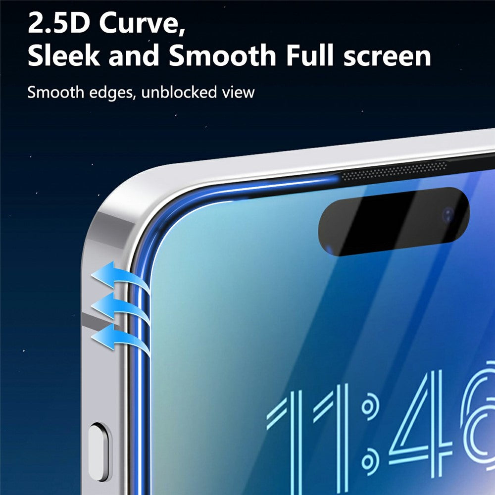 iPhone 16 Plus / 15 Plus / 14 Pro Max Anti-Spy Screen Protector 2.5D High Aluminium-Silicon Glass Film