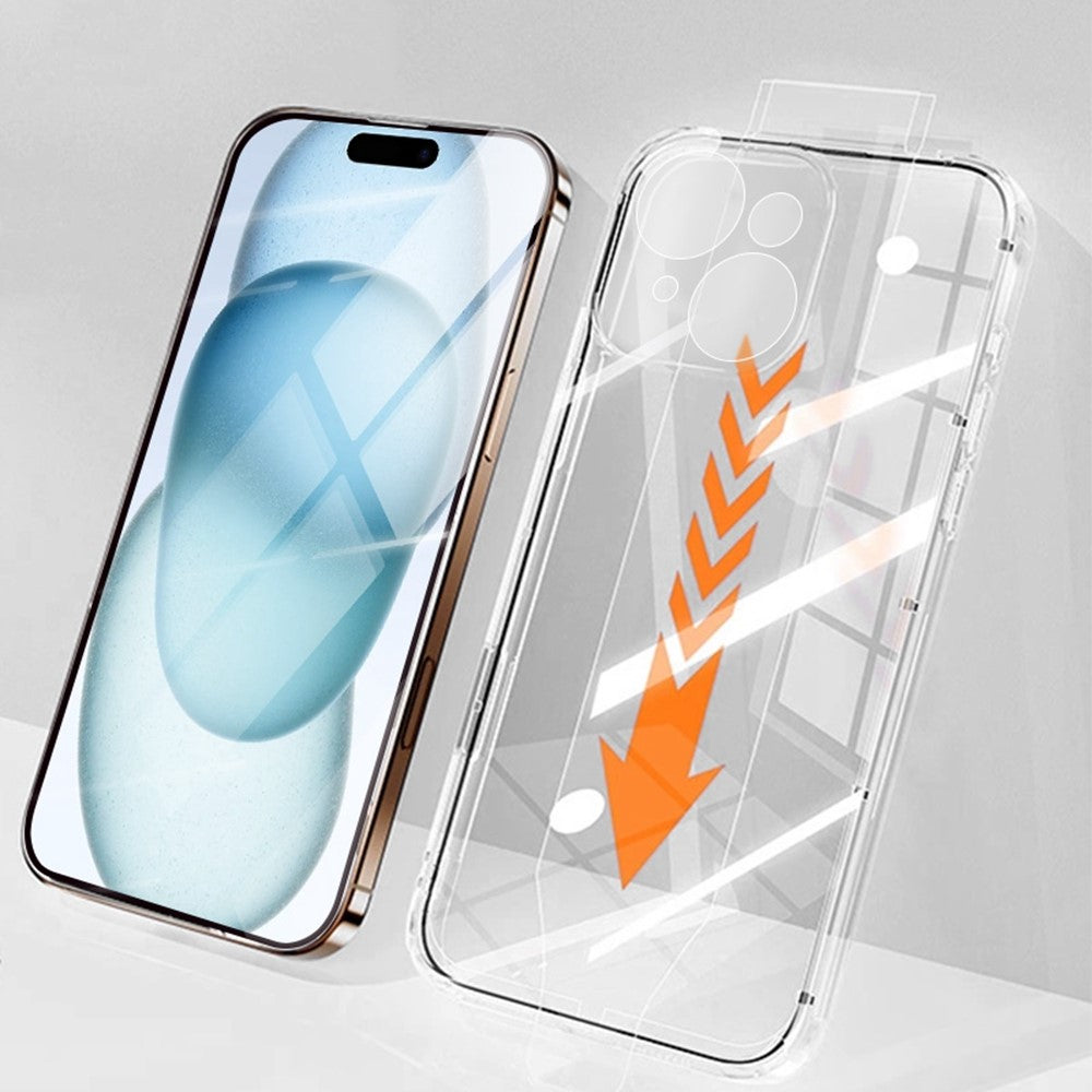 RURIHAI For iPhone 15 Case Clear TPU Phone Cover with Easy Installation High Aluminium-Silicon Glass Film