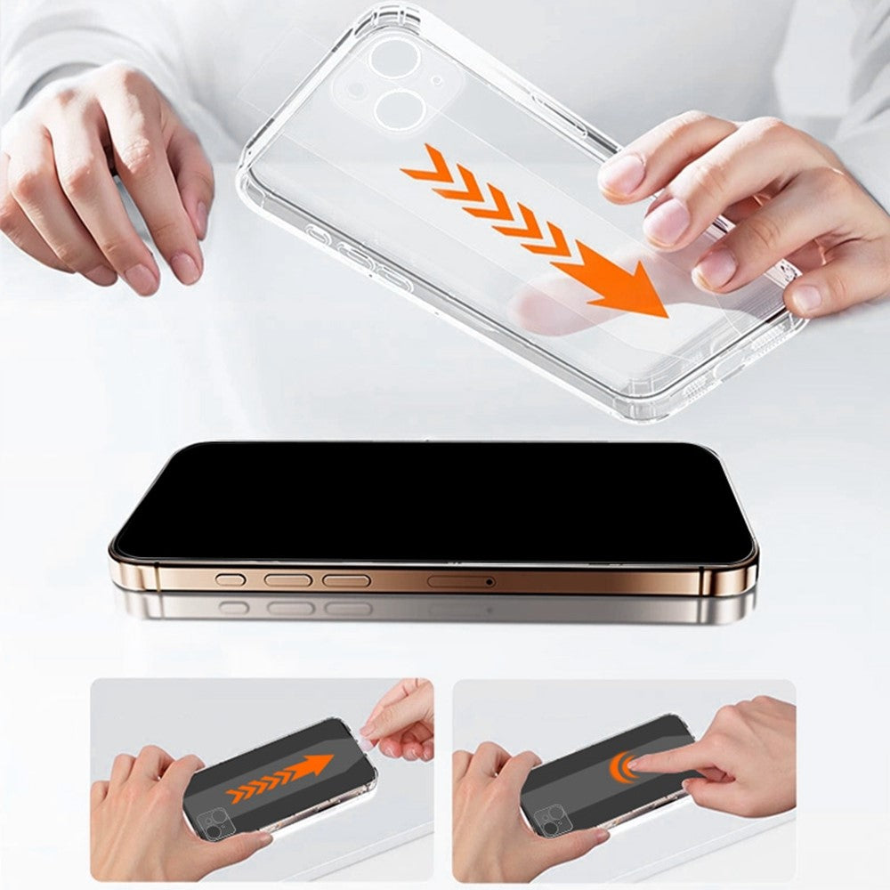 RURIHAI For iPhone 15 Case Clear TPU Phone Cover with Easy Installation High Aluminium-Silicon Glass Film