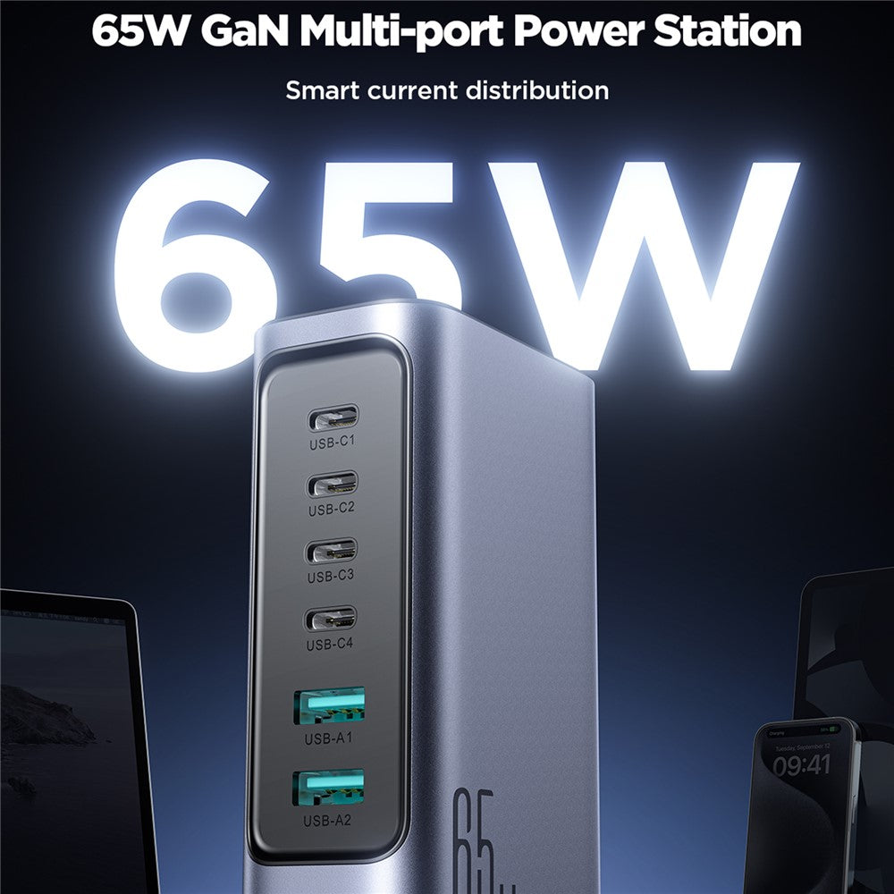 JOYROOM TCM02 65W USB Charger Block 6-Port GaN Desktop Phone Charger