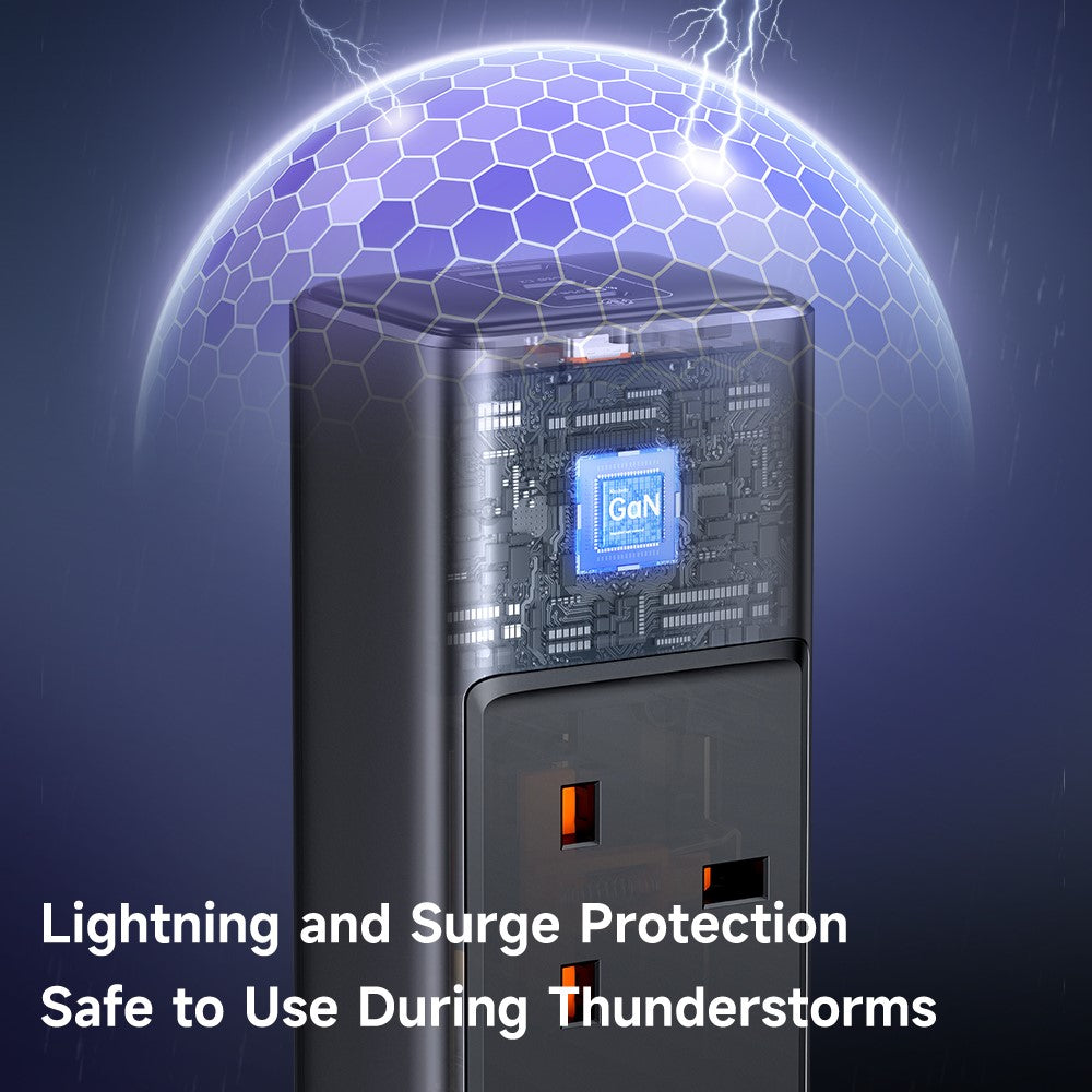 MCDODO CH-0600 UK Plug 6-in-1 30W GaN Surge Protection Power Strip (3 AC+2 USB-C+USB-A)