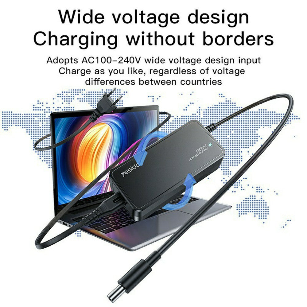 YESIDO CG11E Laptop Charger Kit 65W Power Adapter with 14 DC Connectors