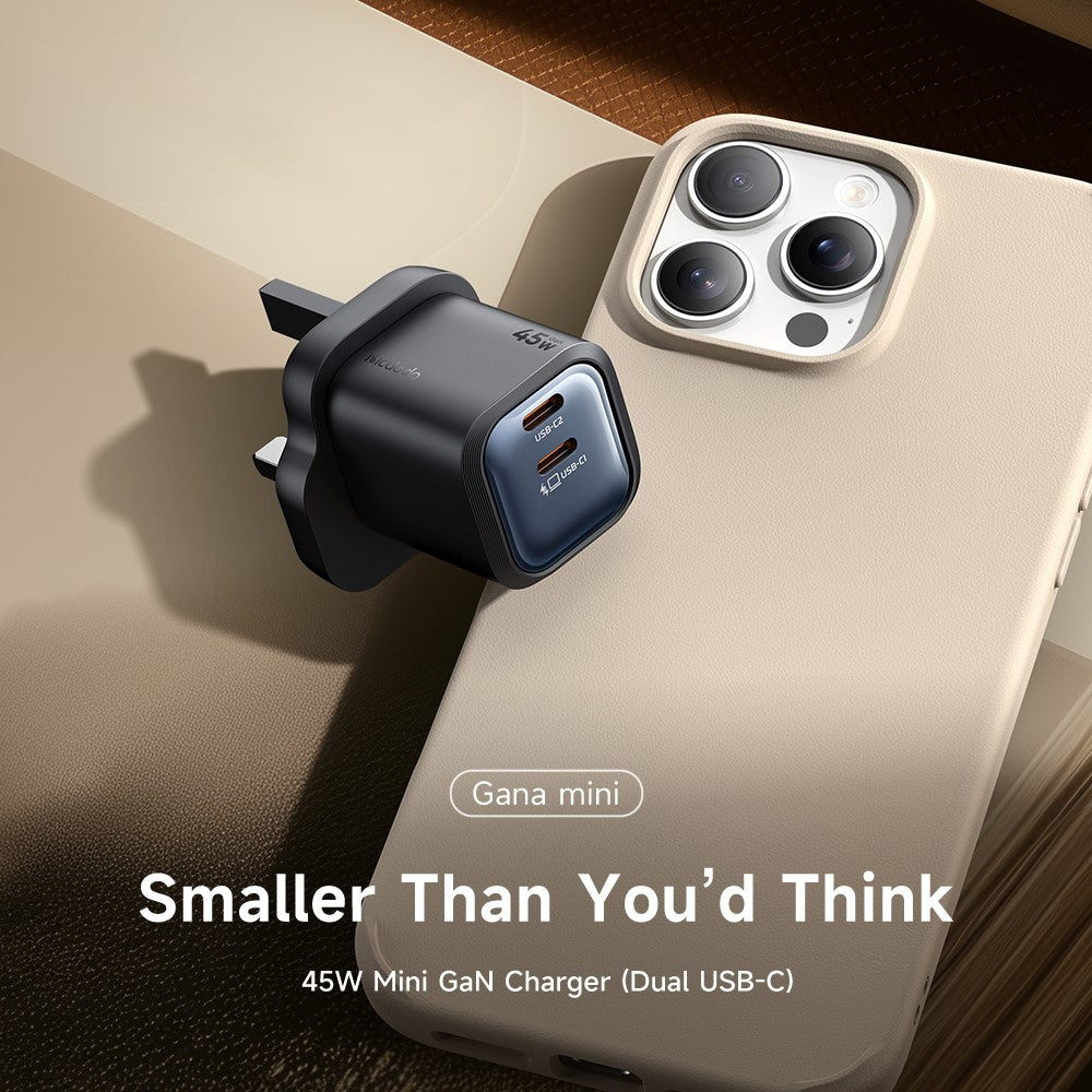 MCDODO CH-099 UK Plug 45W Ultimate Mini GaN Charger Dual USB C Fast Charging Power Adapter