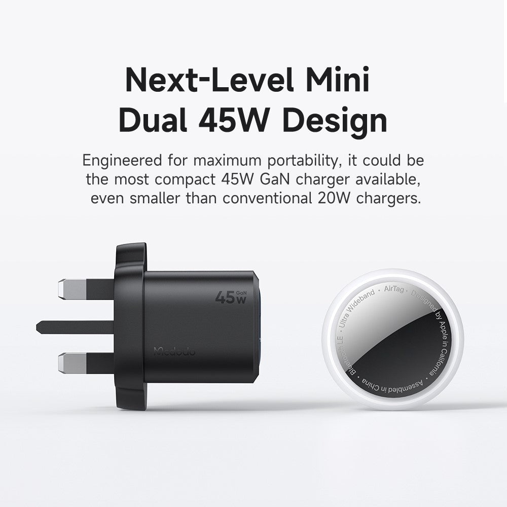MCDODO CH-099 UK Plug 45W Ultimate Mini GaN Charger Dual USB C Fast Charging Power Adapter