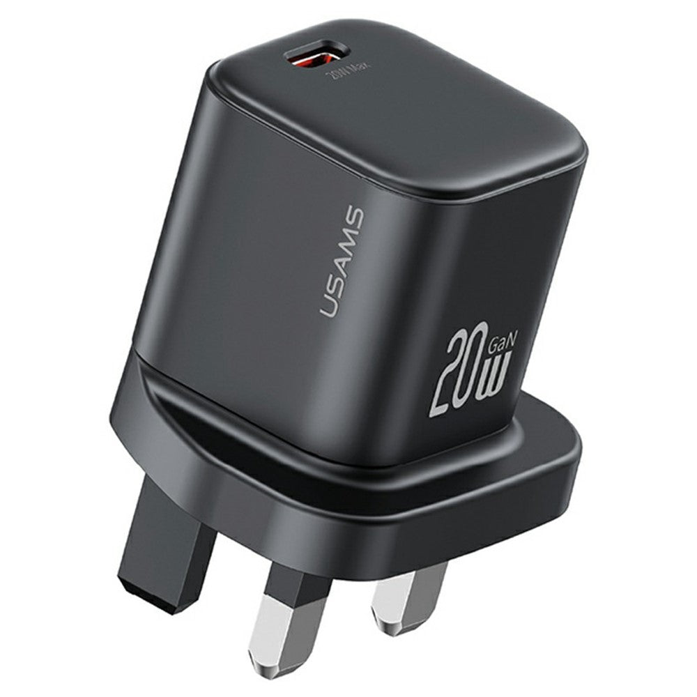 USAMS CC274 20W GaN Mini Fast Charger Type-C Port Output Adapter, UK Plug