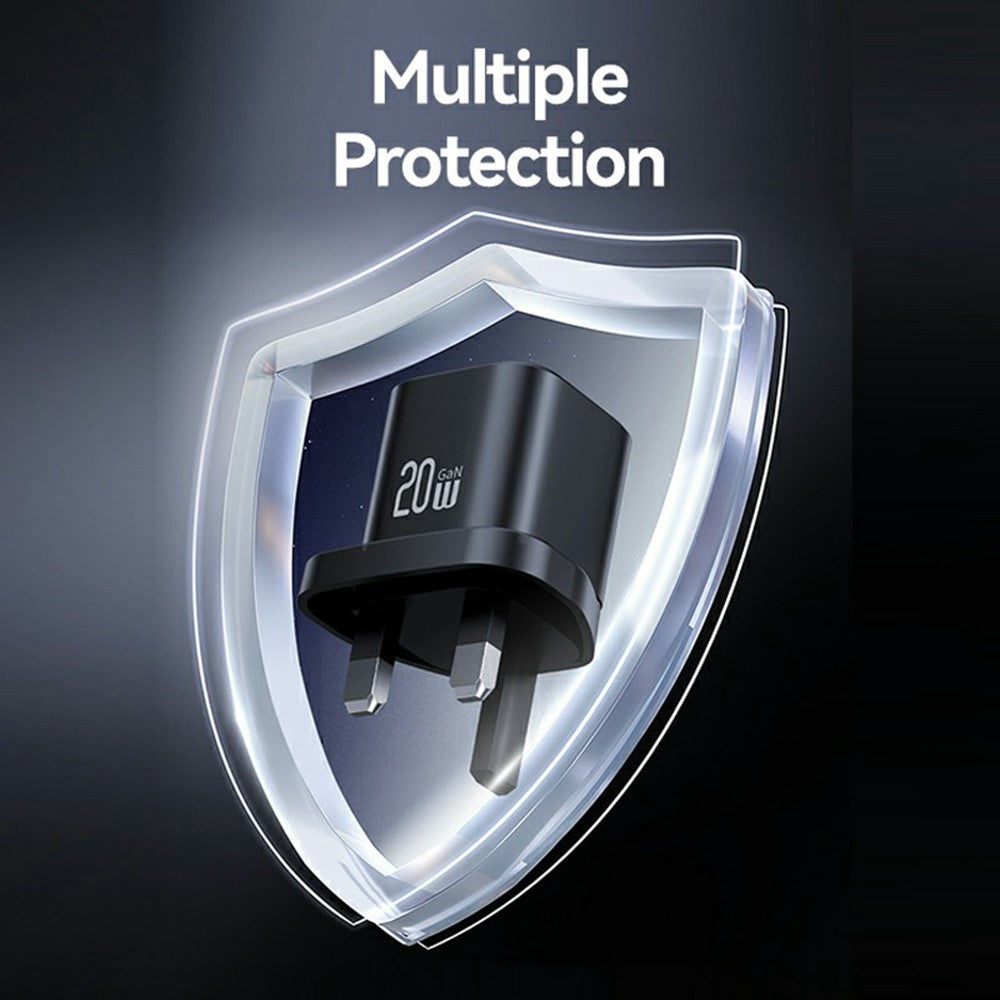 USAMS CC274 20W GaN Mini Fast Charger Type-C Port Output Adapter, UK Plug