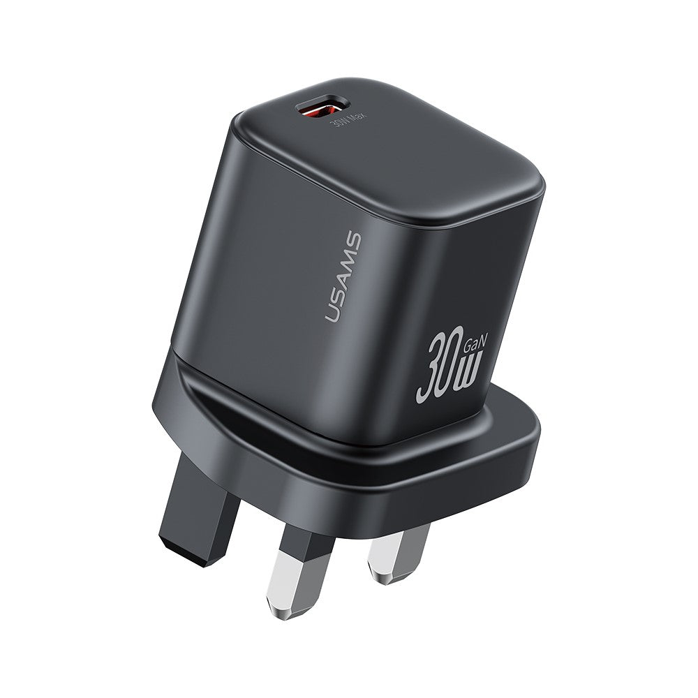 USAMS CC276 30W GaN Mini Fast Charger Type-C Port Power Adapter, UK Plug