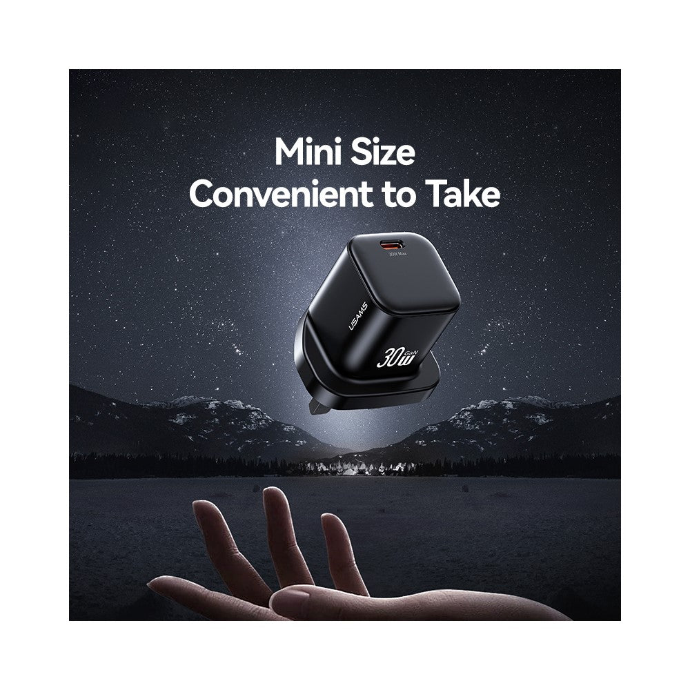 USAMS CC276 30W GaN Mini Fast Charger Type-C Port Power Adapter, UK Plug