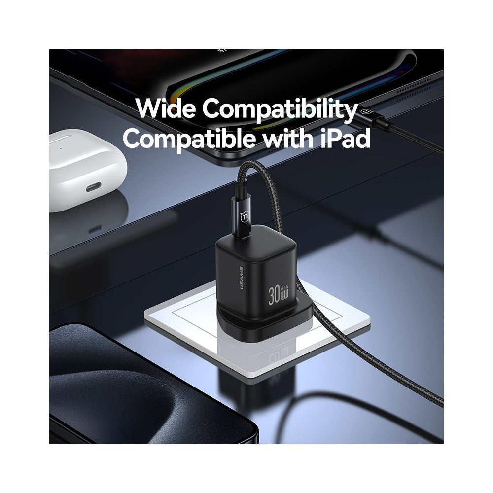 USAMS CC276 30W GaN Mini Fast Charger Type-C Port Power Adapter, UK Plug