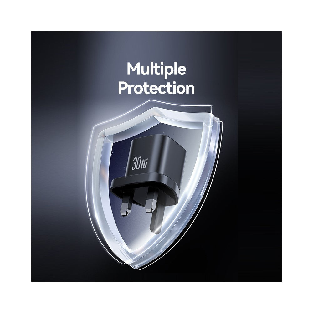 USAMS CC276 30W GaN Mini Fast Charger Type-C Port Power Adapter, UK Plug