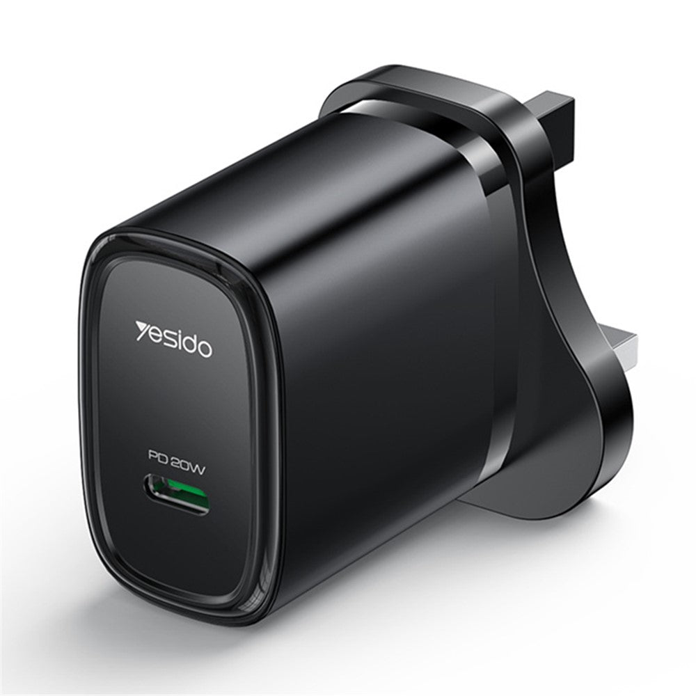 YESIDO UK Plug PD 20W Single Type-C Powerport Block Charger Compact Wall Charger