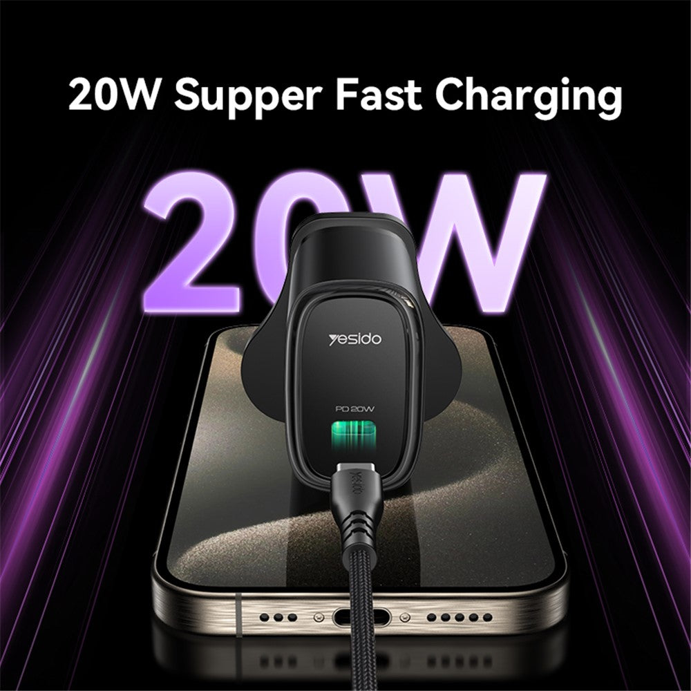 YESIDO UK Plug PD 20W Single Type-C Powerport Block Charger Compact Wall Charger