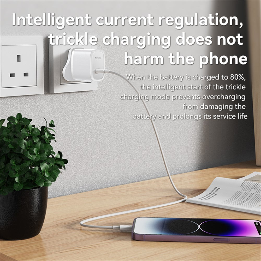 YESIDO UK Plug PD 20W Single Type-C Powerport Block Charger Compact Wall Charger