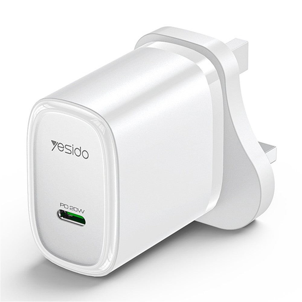 YESIDO UK Plug PD 20W Single Type-C Powerport Block Charger Compact Wall Charger