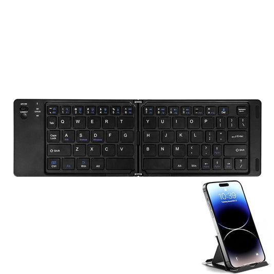 F10 Two-fold Keyboard for Android  /  Windows  /  iOS Portable Bluetooth-compatible Keyboard, with Phone Bracket