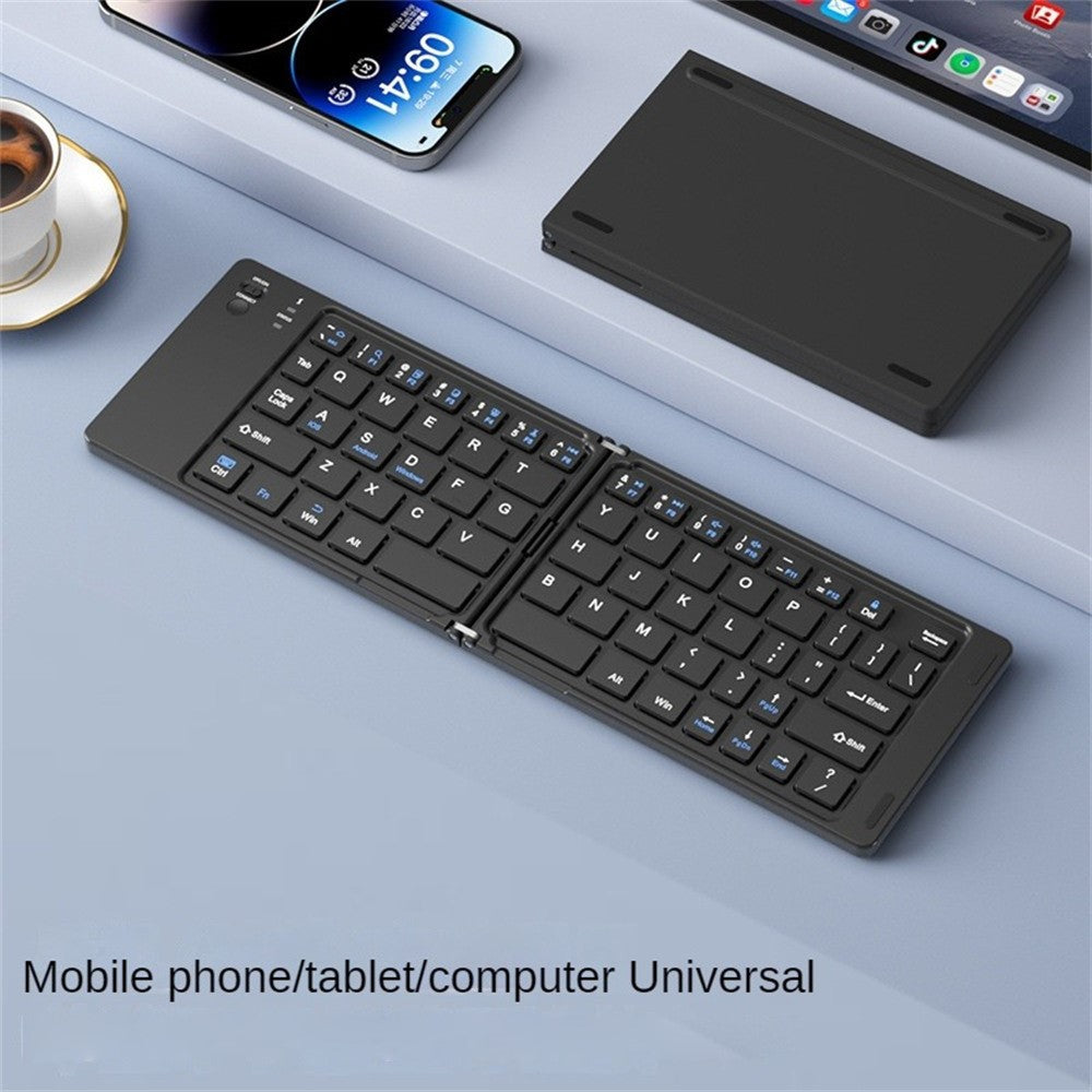 F10 Two-fold Keyboard for Android  /  Windows  /  iOS Portable Bluetooth-compatible Keyboard, with Phone Bracket