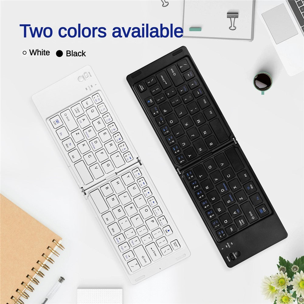 F10 Two-fold Keyboard for Android  /  Windows  /  iOS Portable Bluetooth-compatible Keyboard, with Phone Bracket