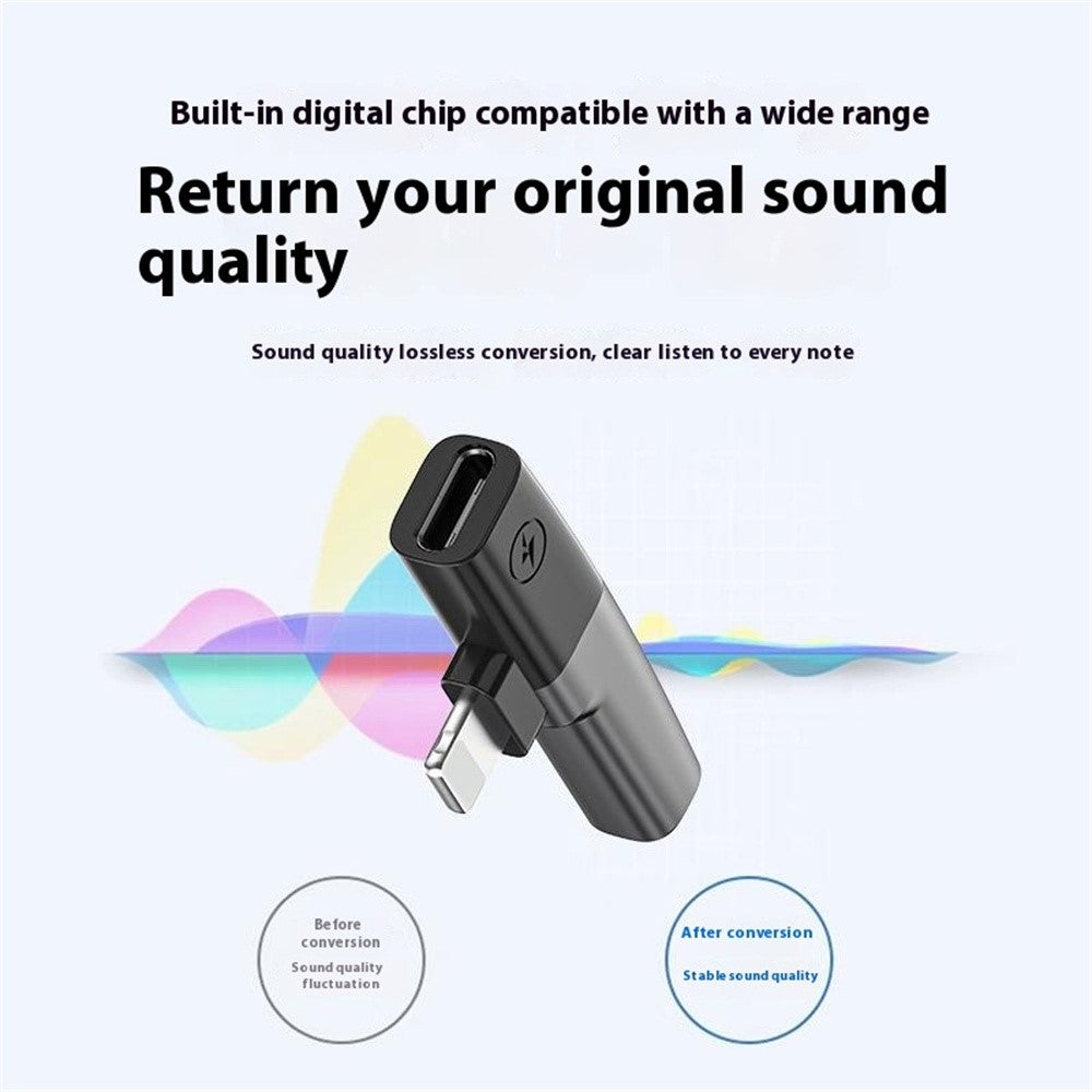 DAC Chip 8-Pin to 3.5mm Audio + Type-C Charging Port Adapter for iPhone