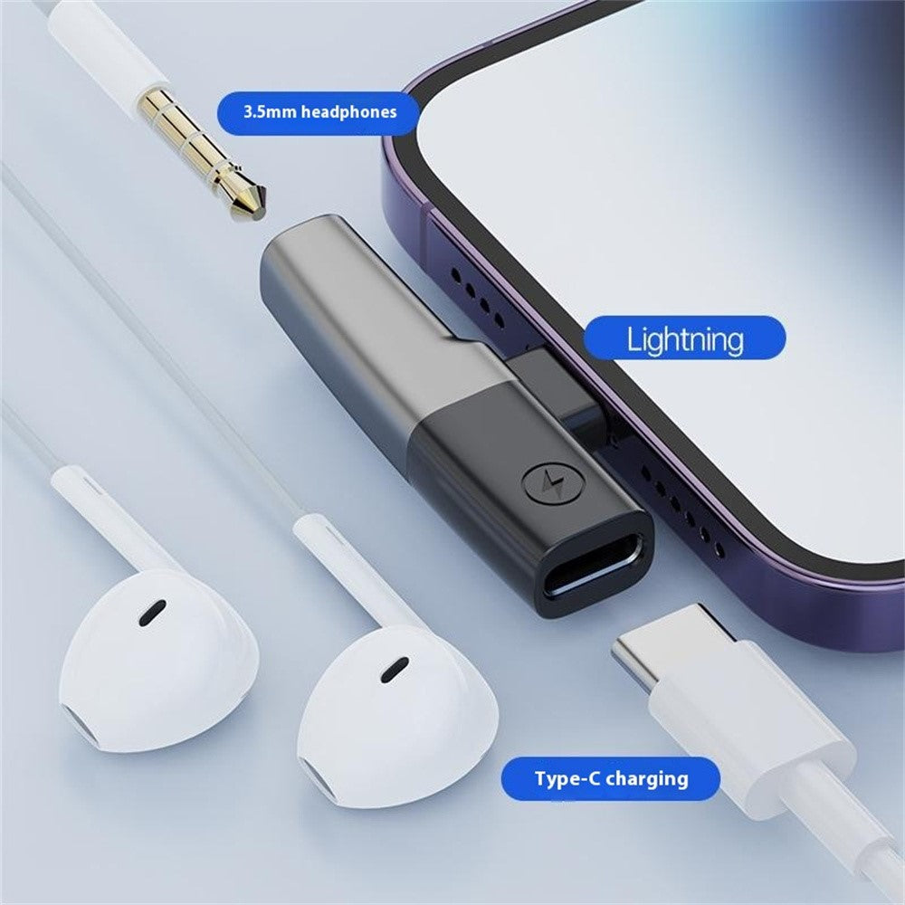 DAC Chip 8-Pin to 3.5mm Audio + Type-C Charging Port Adapter for iPhone