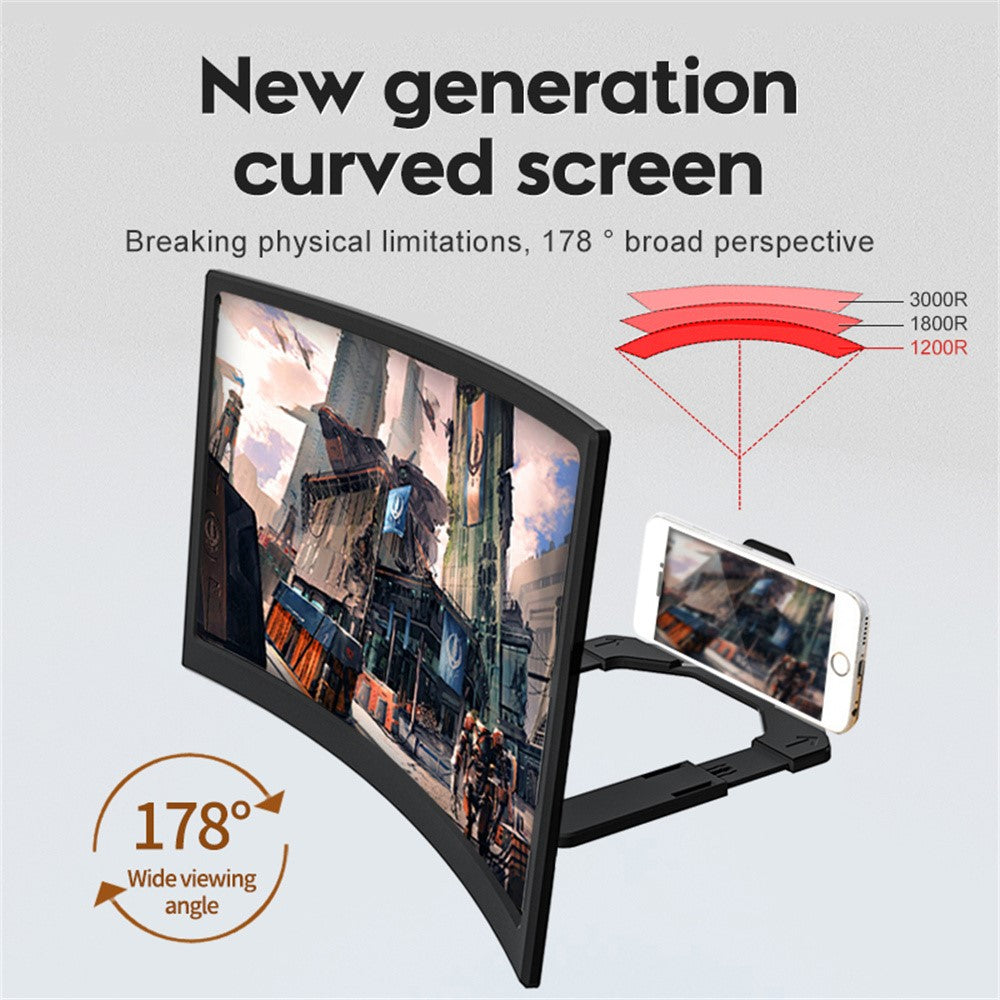 Phone Screen Magnifier 14 Inch HD Curved Screen Enlarger 3D High Definition Magnifying Glass Lazy Stand