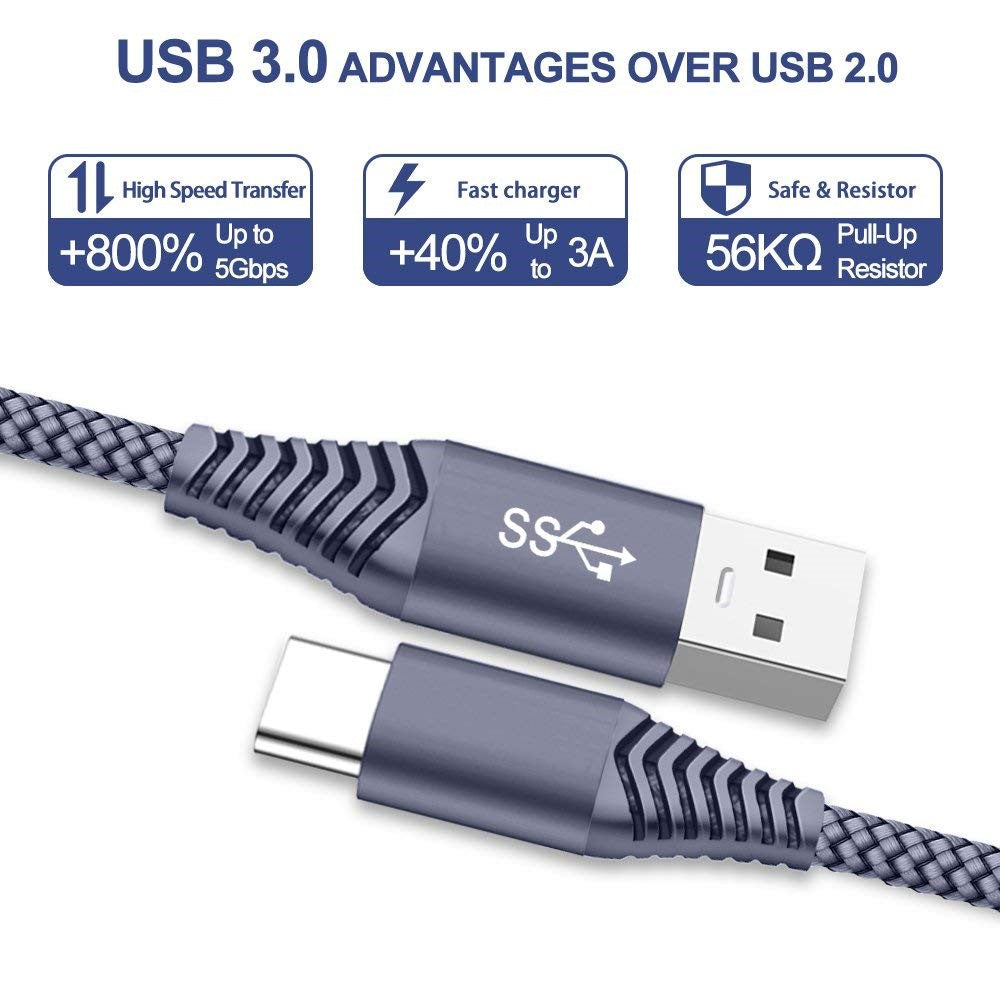 For iPhone 15 Series USB 3.0 to USB-C Fast Charging Nylon Braid Charging Cable, 1.2m