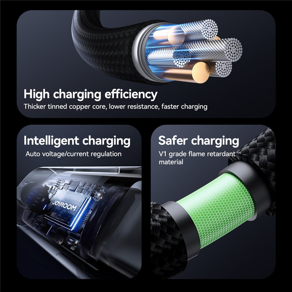 JOYROOM S-A16 Pro 1.2m Type-C to Type-C Data Cable 100W Fast Charging Cable with Digital Display