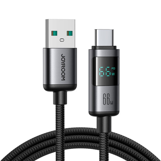 JOYROOM S-A16 Pro 1.2m USB-A to Type-C Data Cable 66W Fast Charging Cable with Digital Display
