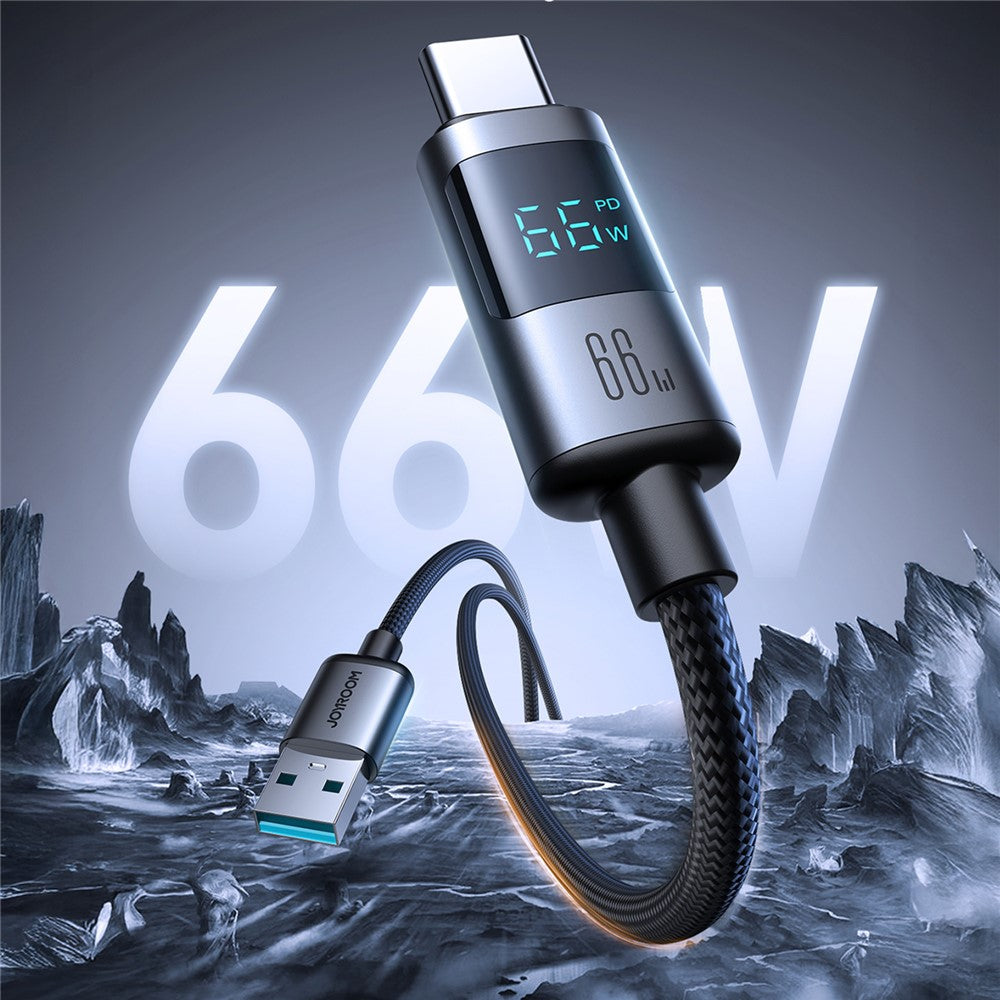 JOYROOM S-A16 Pro 1.2m USB-A to Type-C Data Cable 66W Fast Charging Cable with Digital Display