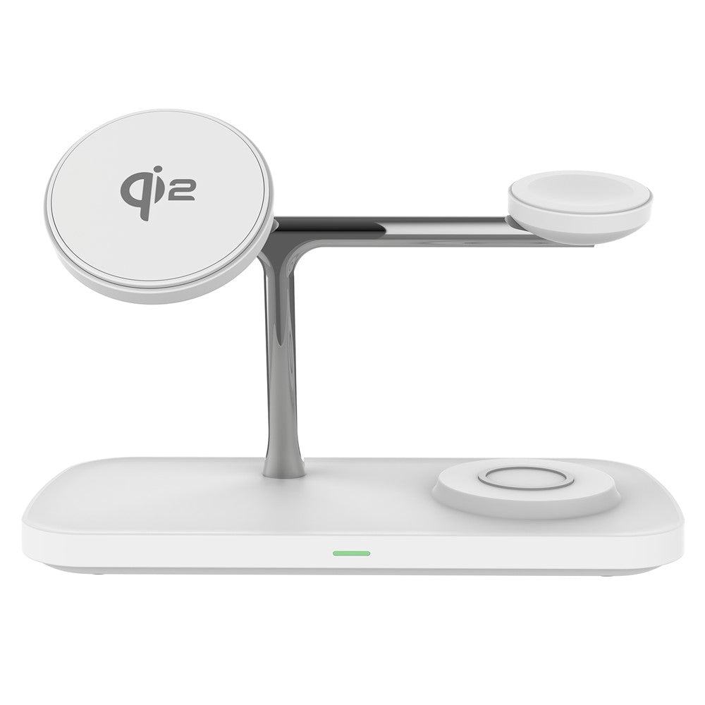 T255 Qi2 15W Magnetic Wireless Charger Watch Earphone Cellphone 3 in 1 Desktop Charging Stand