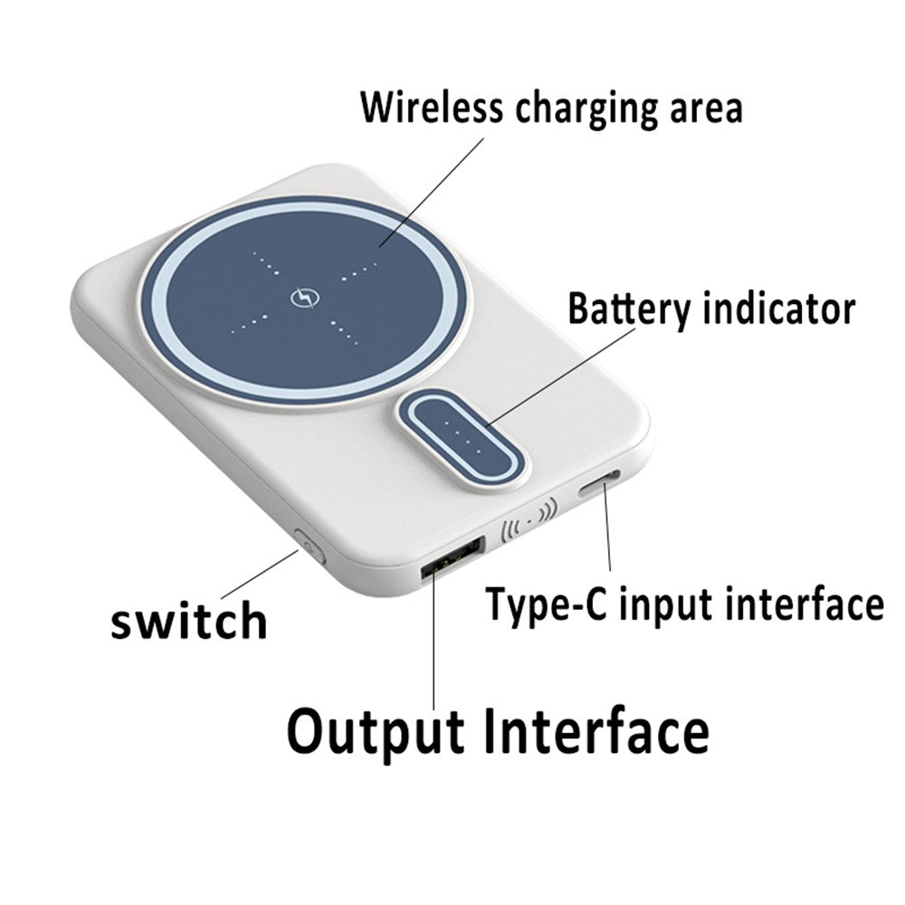 KJ501 5000mAh Magnetic Power Bank for iPhone 12 / 13 Series Wireless Charger Mini Portable Phone Charger