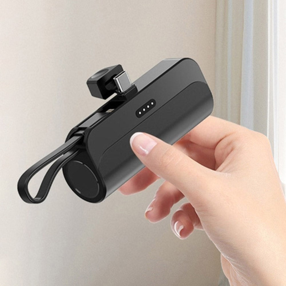 HY 5000mAh Mini Capsule Type-C Plug Phone Charger Power Bank Battery Pack with iP Cable