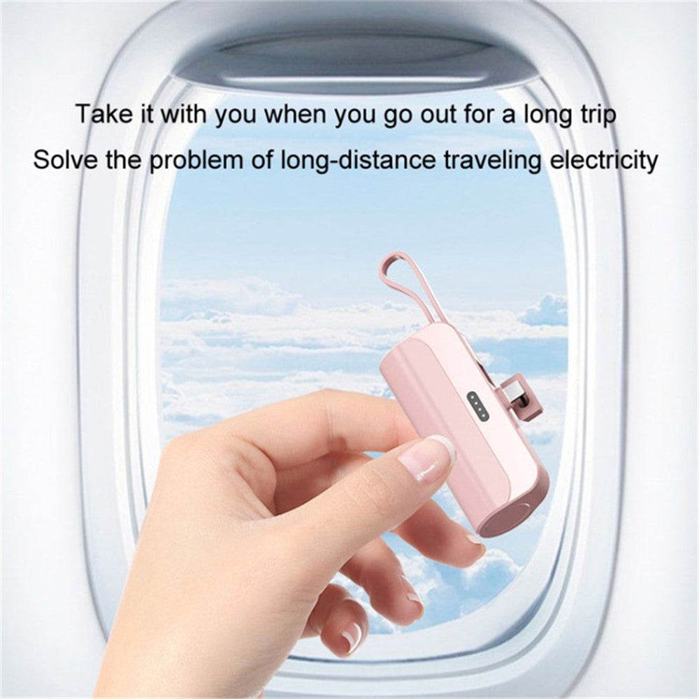 HY 5000mAh Mini Capsule Type-C Plug Phone Charger Power Bank Battery Pack with iP Cable