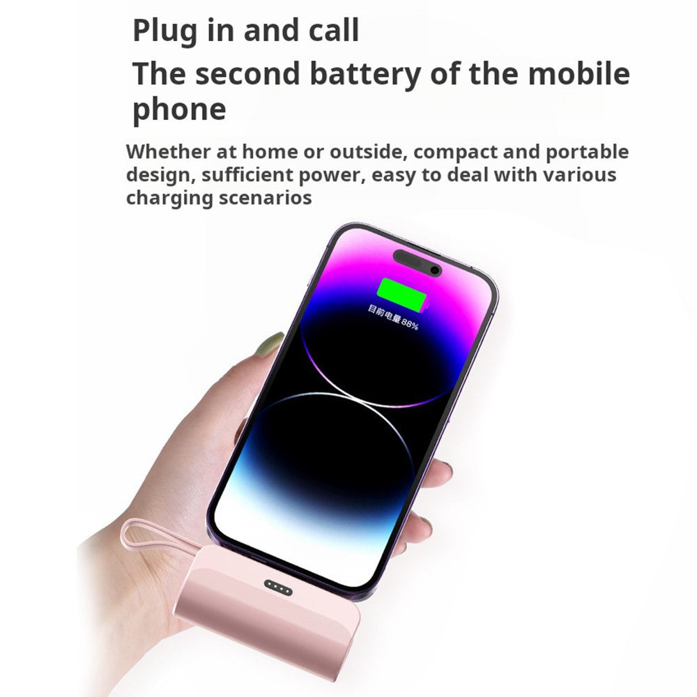 KC 2000mAh Digital Display iP Plug Mini Capsule Power Bank with Type-C Cable