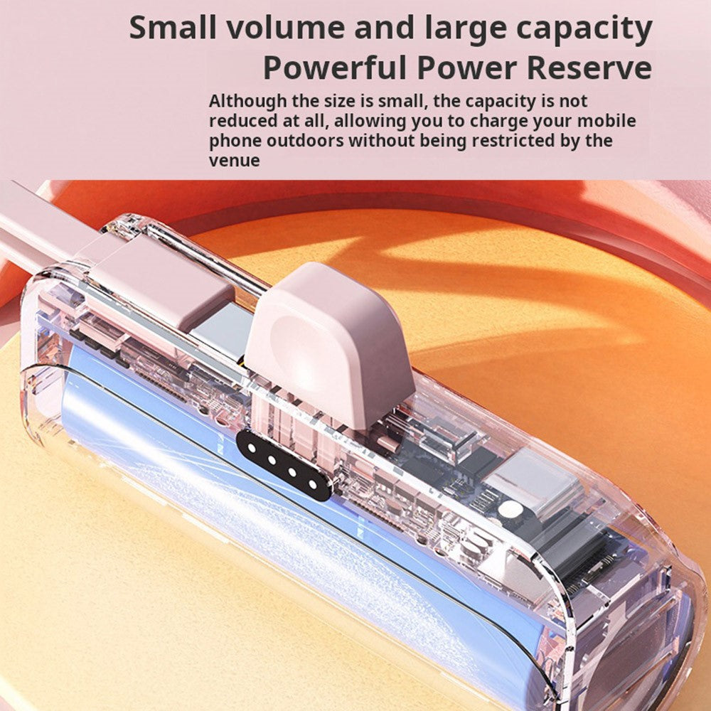 KC 2000mAh Digital Display iP Plug Mini Capsule Power Bank with Type-C Cable