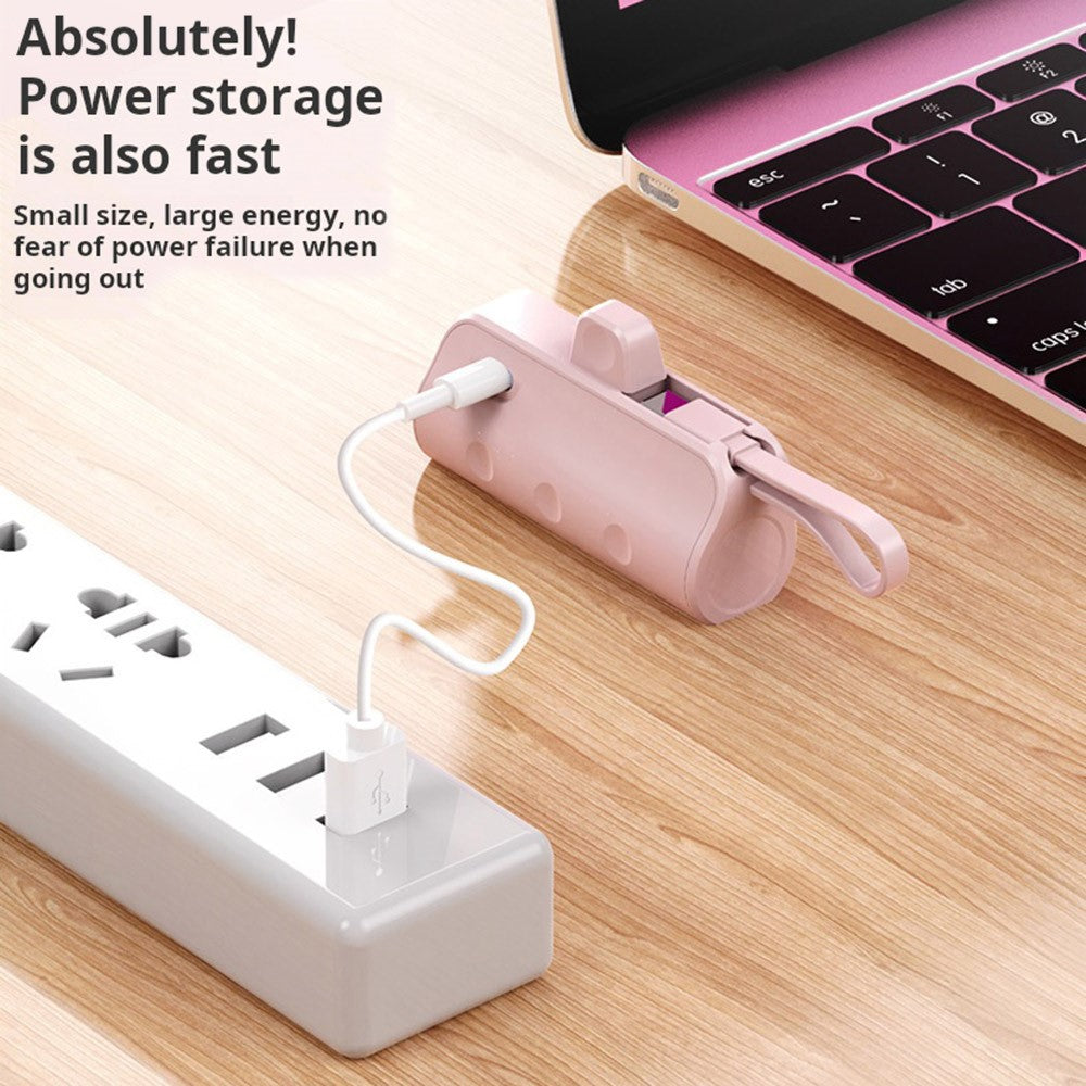 KC 2000mAh Digital Display iP Plug Mini Capsule Power Bank with Type-C Cable