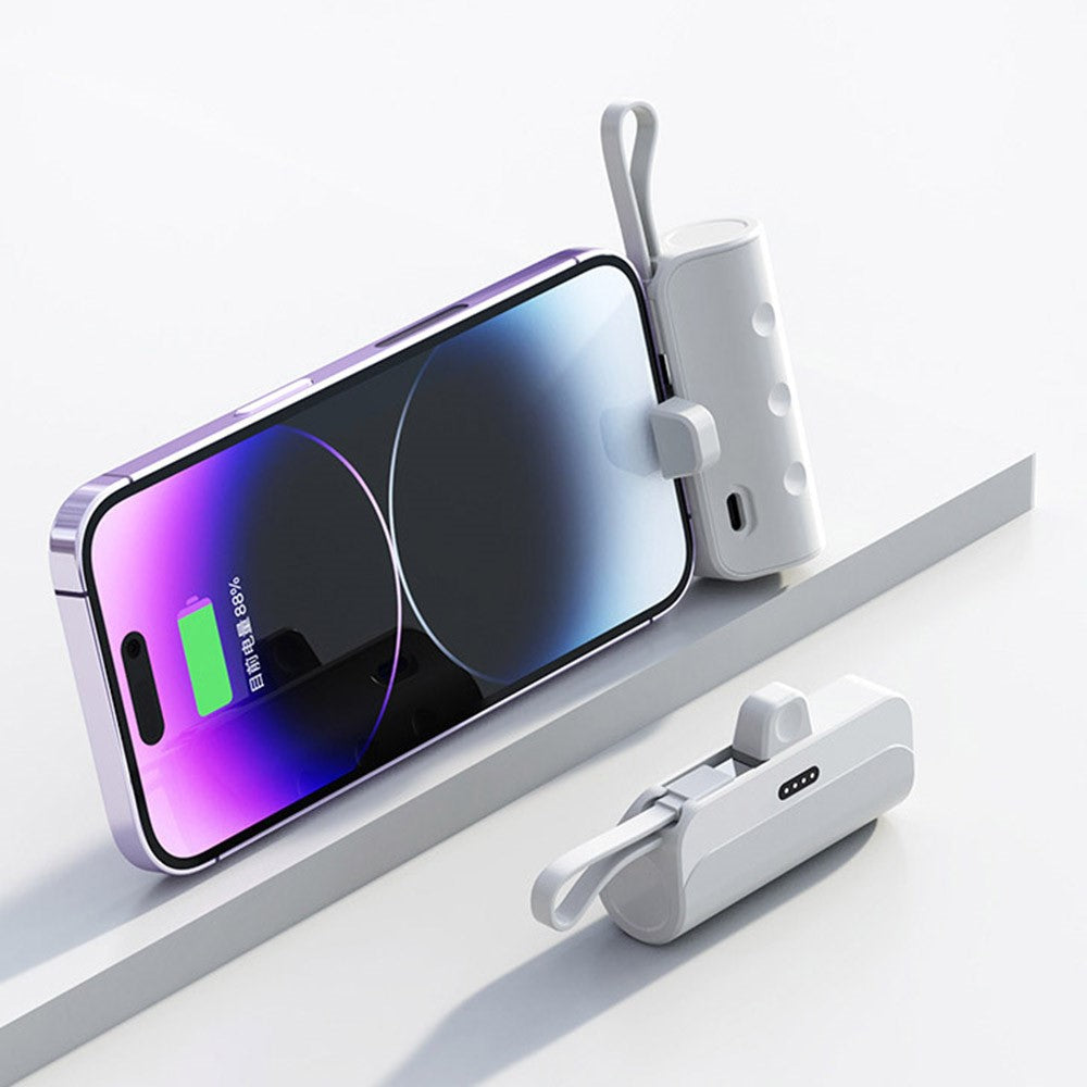 KC 2000mAh Digital Display iP Plug Mini Capsule Power Bank with Type-C Cable