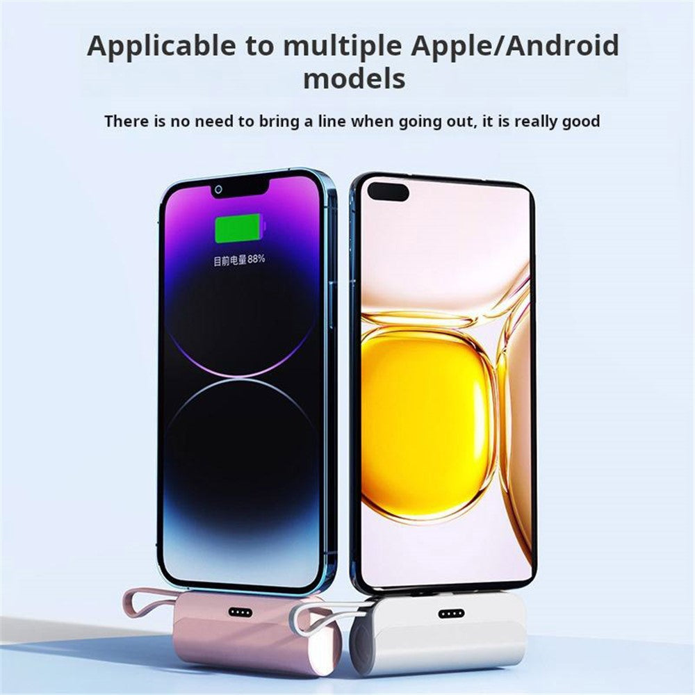 KC 3300mAh Mobile Phone Charger iP Plug Mini Capsule Power Bank with Type-C Cable