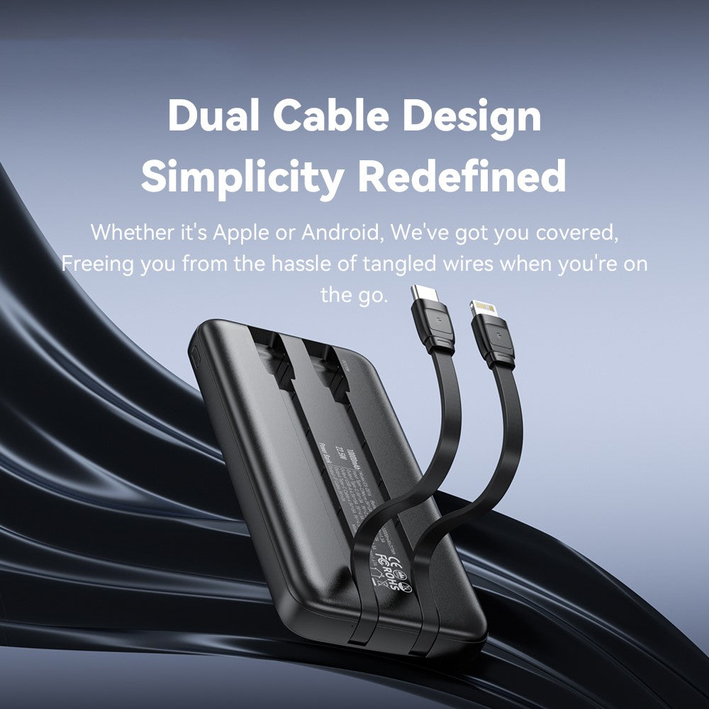 ESSAGER 10000mAh Power Bank with Type-C + iP Cables 22.5W Fast Charging Digital Display Battery Pack