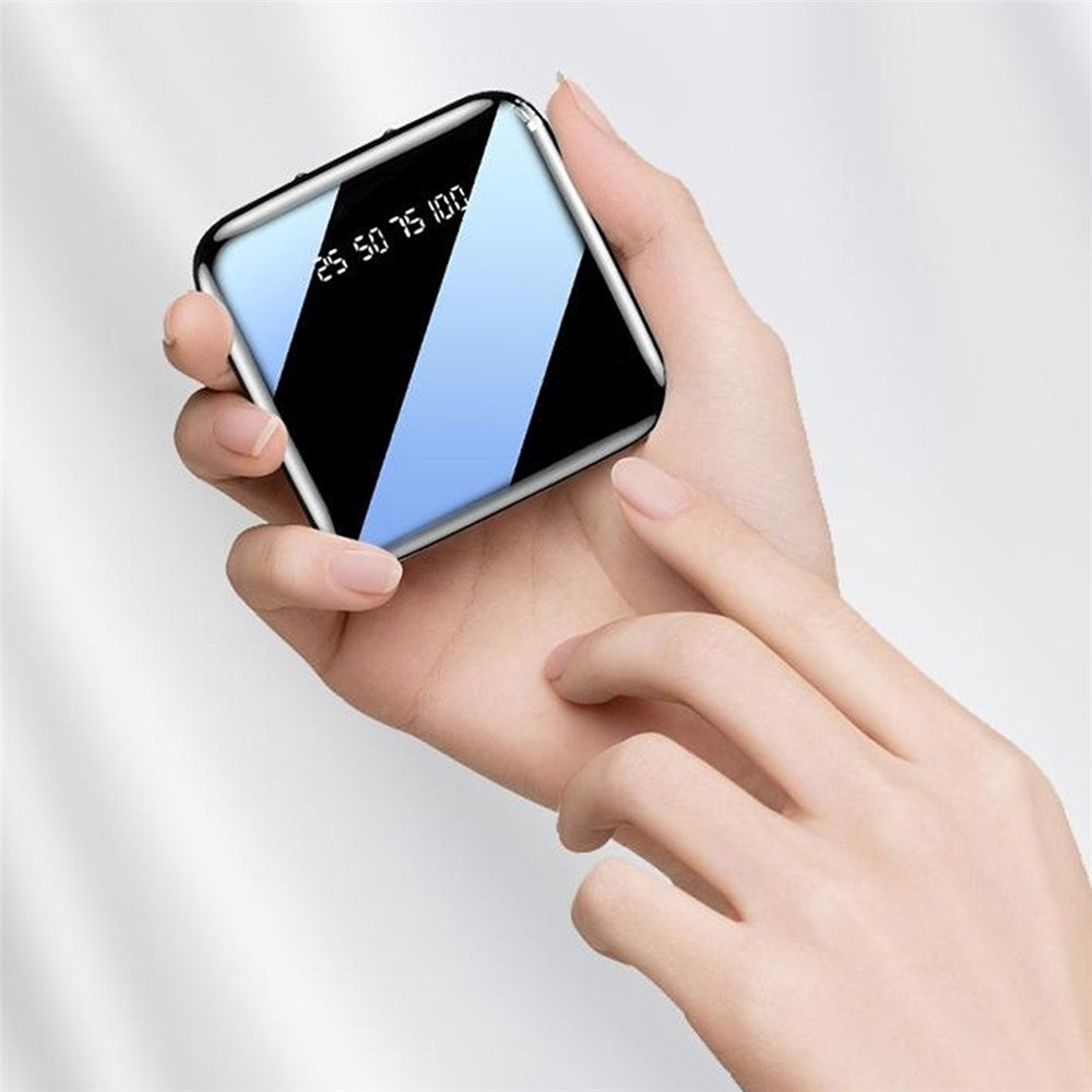 Portable Power Bank 20000mAh Phone Charger Battery Pack Mirror Screen Display Dual Input Port with LED Flashlight
